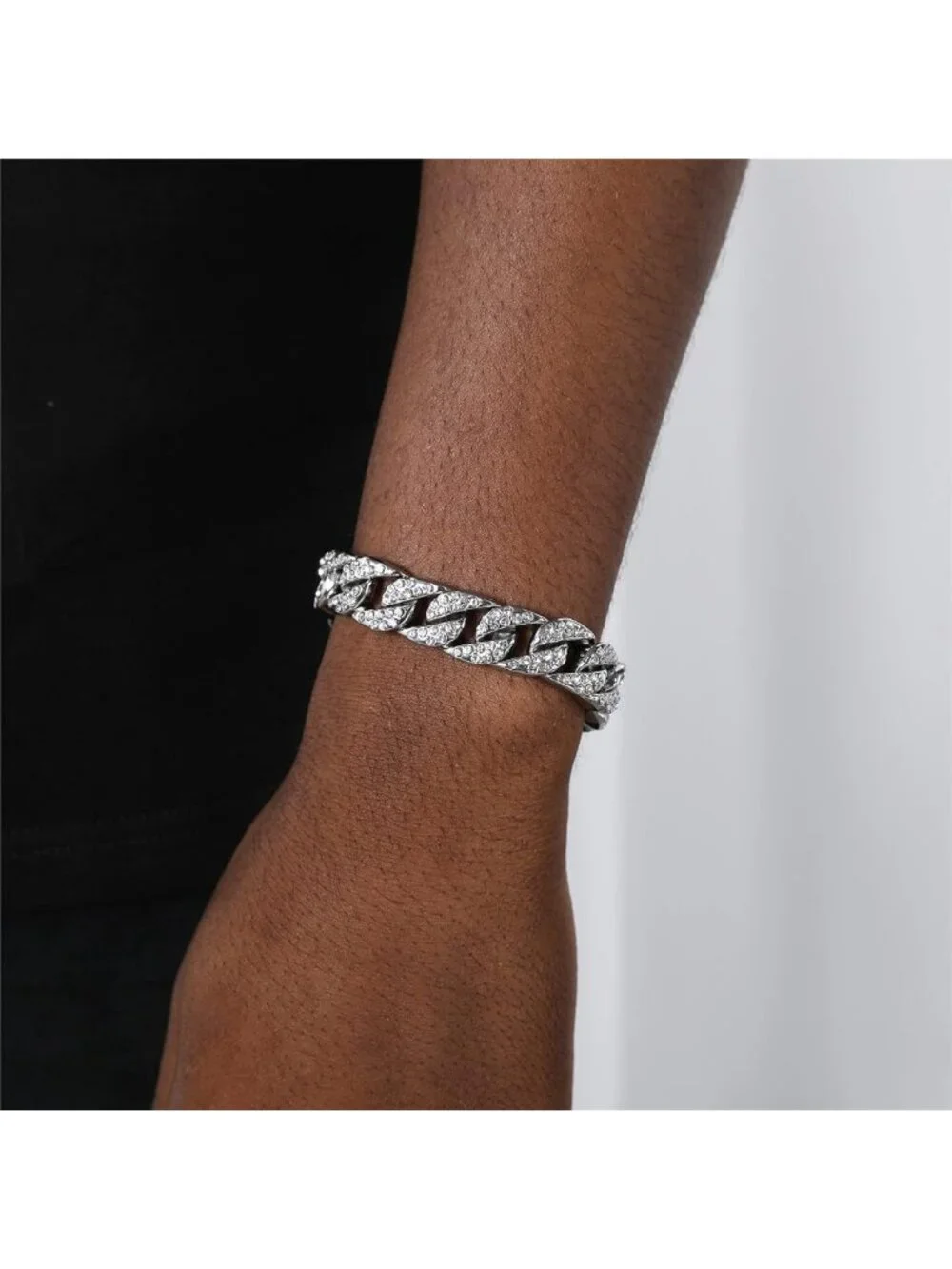 Iced Out Cuban Link Chain Necklace & Bracelet Set for Men - Stylish Jewelry Gift